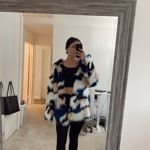 Colorful faux fur jacket